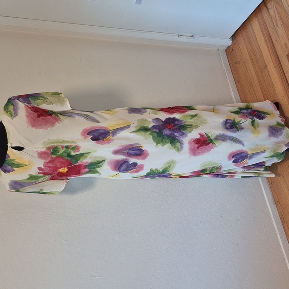 VTG Pastel Yellow Spring Floral Chic Maxi Dress Sz 14 Jeffrey & Dara Lined - Picture 5 of 9